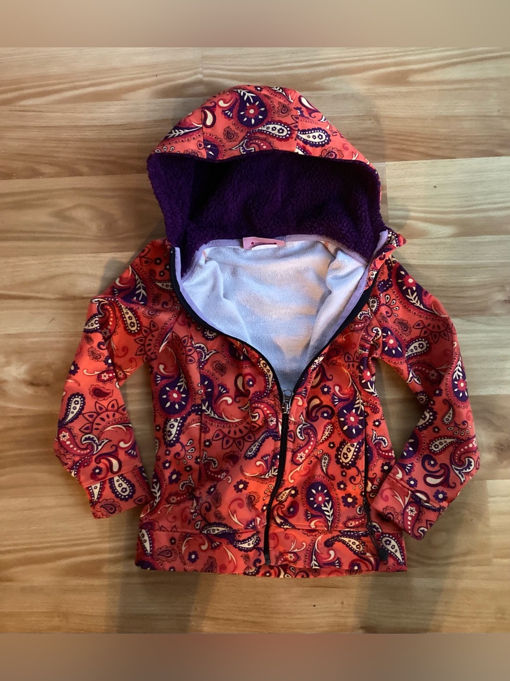 Vintage REI Paisley Sherpa Lined Hooded Jacket XXS Made in Hong Kong